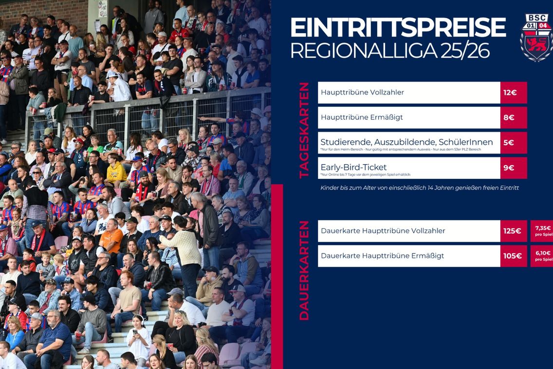 Foto zum Newsartikel Eintrittspreise Saison 2025/26 – Regionalliga