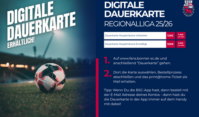 Digitale Dauerkarte 25/26 erhältlich!