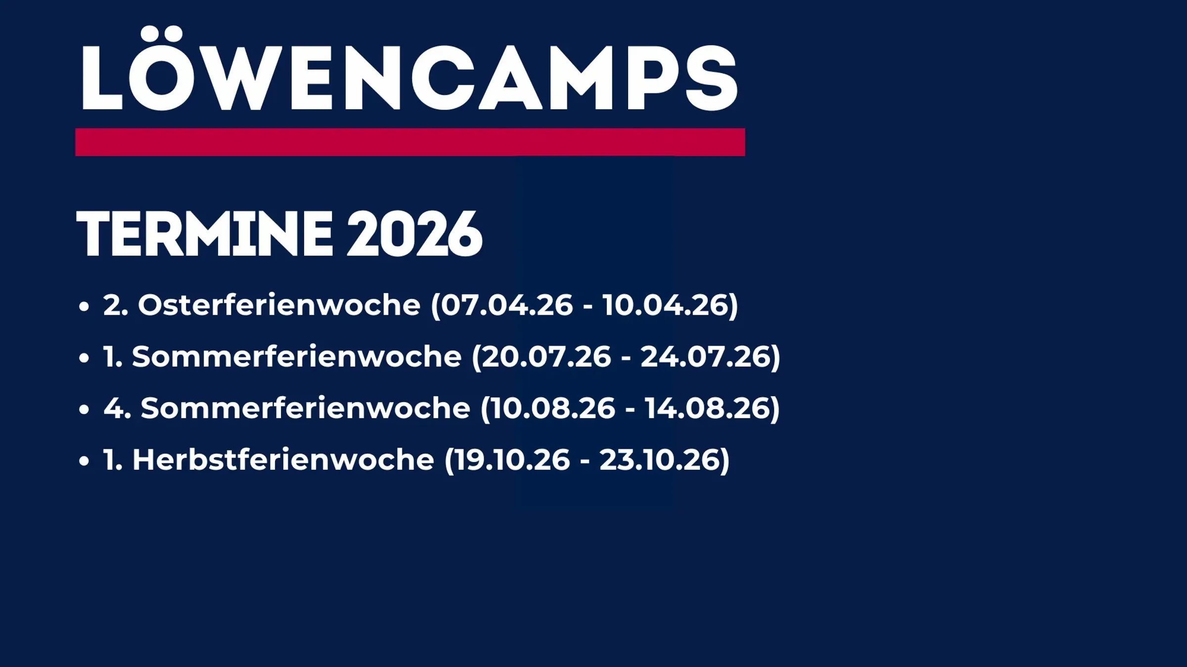 Löwencamp Termine 2026