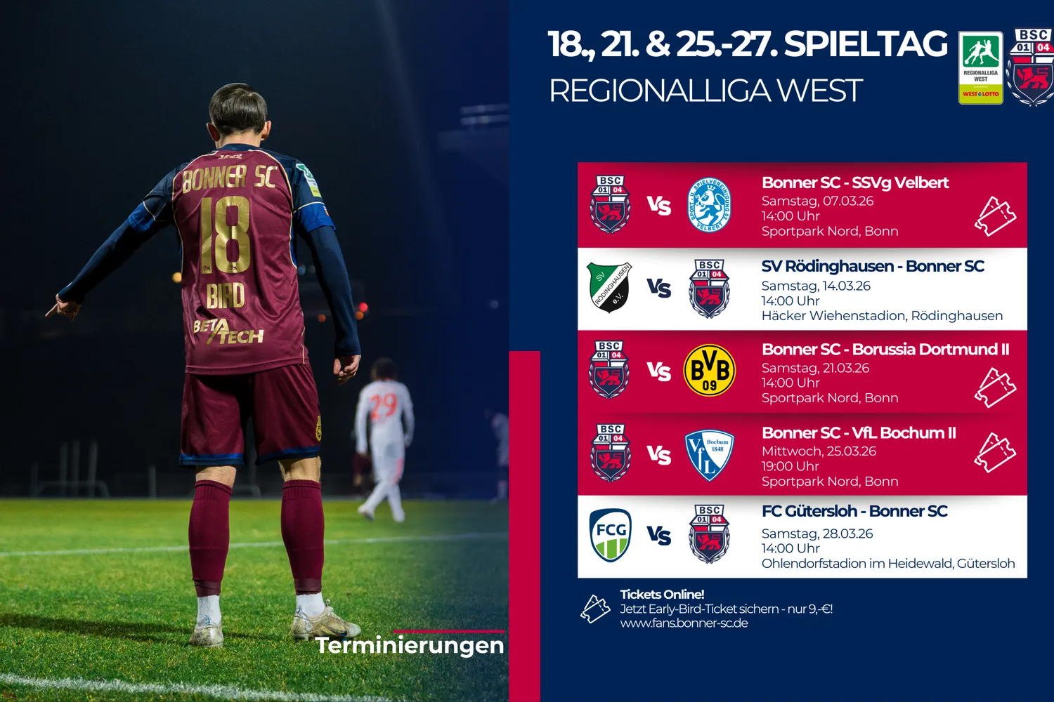 Terminierungen Spieltage März